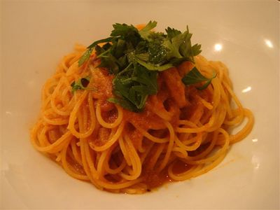 02・ワタリガニのトマトソーススパゲティ