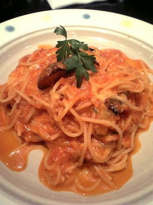 モッツァレラチーズと茄子のスパゲティ