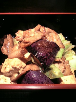 豚肉と茄子と豆腐の味噌炒め